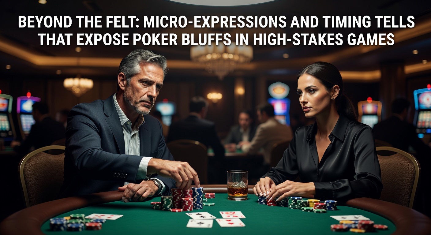 Close-up of a poker player at a high-stakes table, eyes narrowed in a fleeting micro-expression during a tense hand