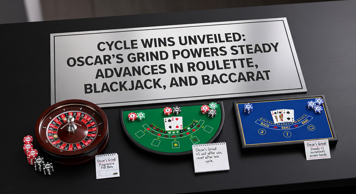 Illustration of Oscar's Grind betting progression chart showing unit increases after wins in a casino table game setting
