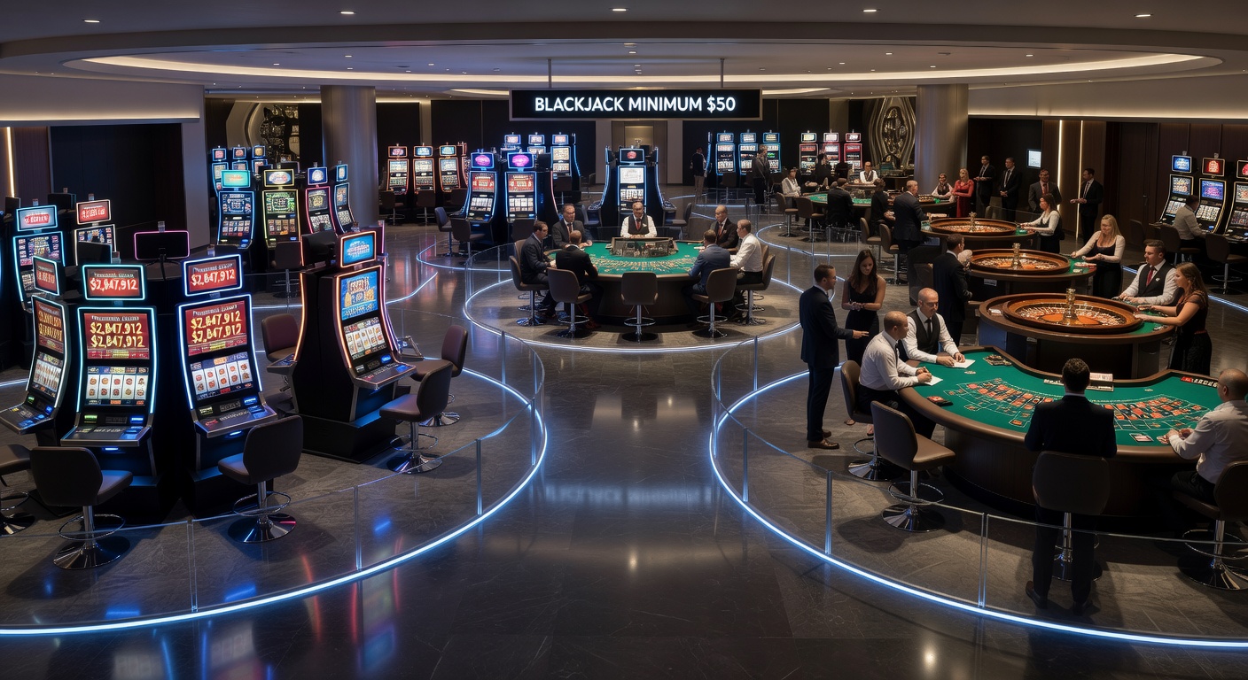 Overhead view of casino gaming floor illustrating traffic flow patterns around table clusters and slot machine rows