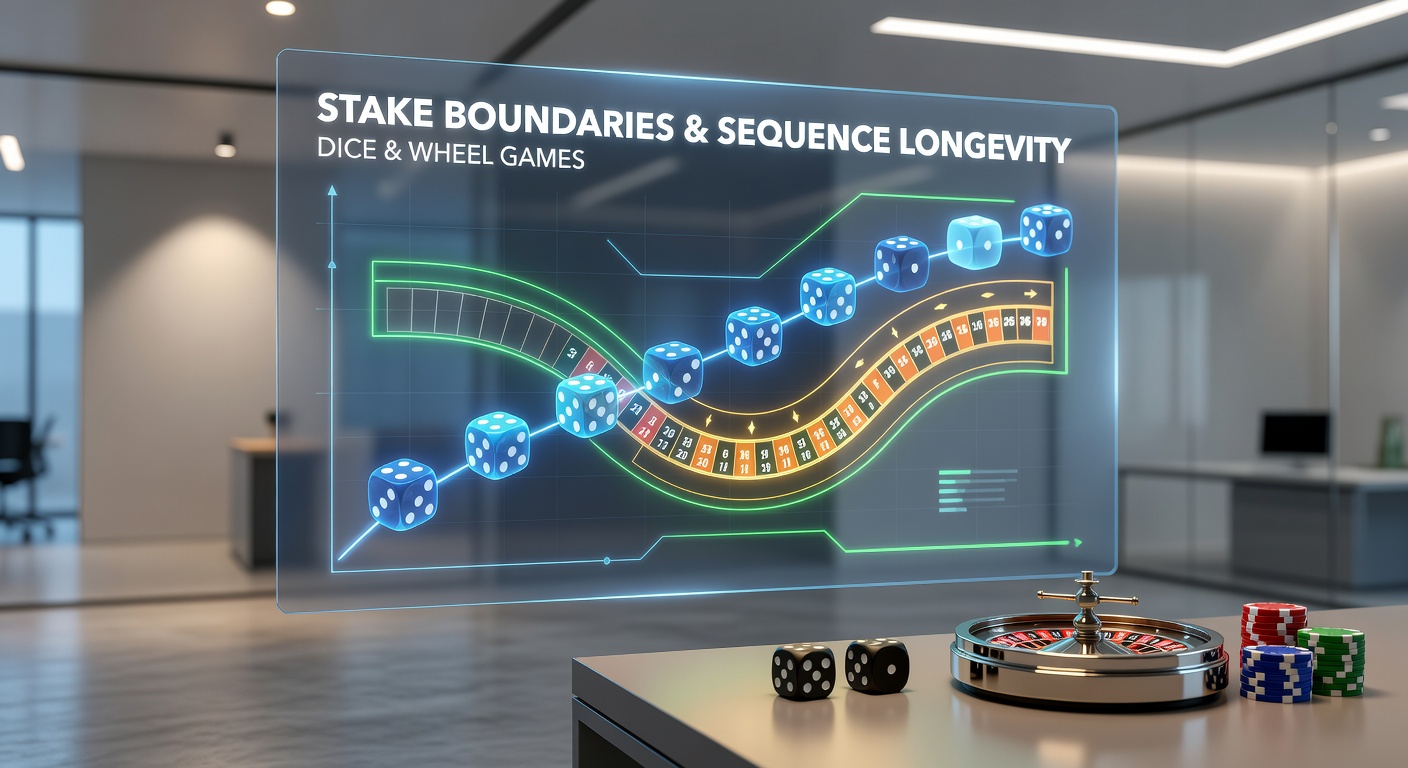 Chart showing sequence duration statistics under different stake limit scenarios in craps and roulette