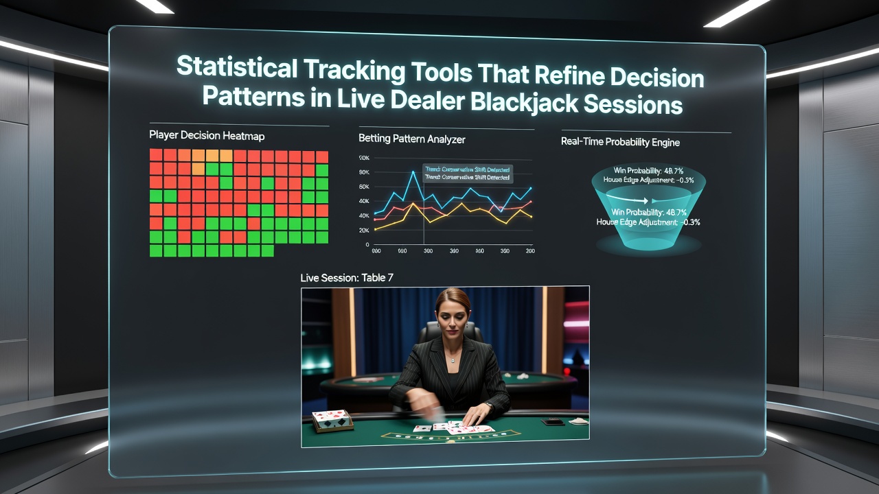 Statistical tracking dashboard displaying live blackjack session metrics including hand outcomes and decision patterns
