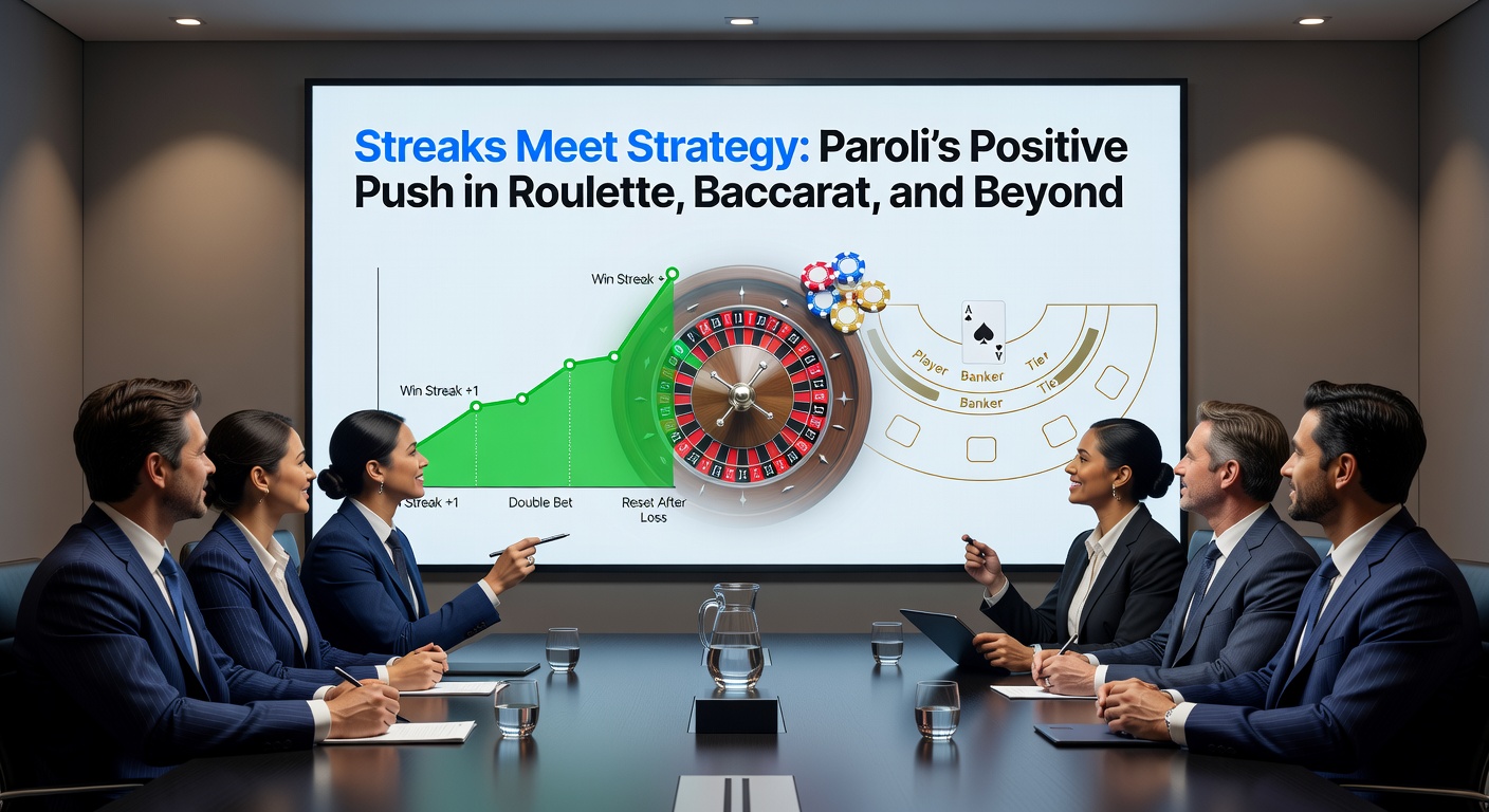 Baccarat shoe with roadmaps showing player streaks, overlaid with Paroli bet progression chart