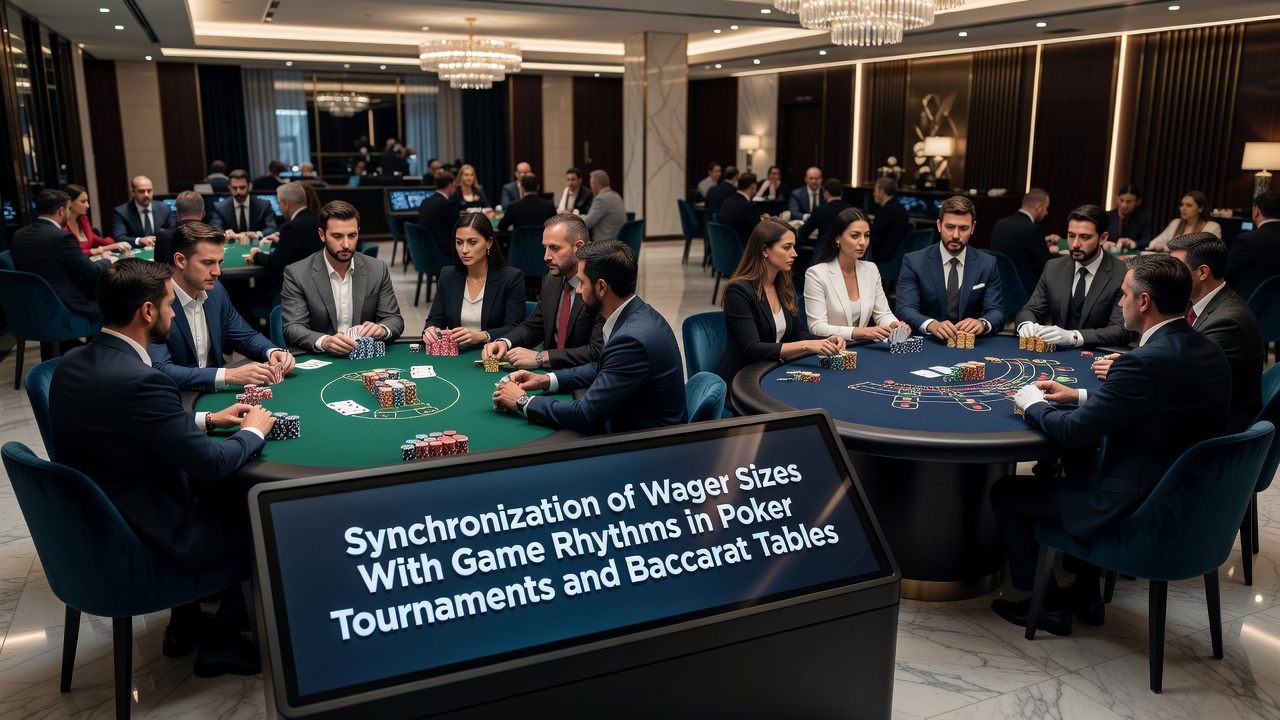 Baccarat table layout showing chip stacks and betting positions during a live session