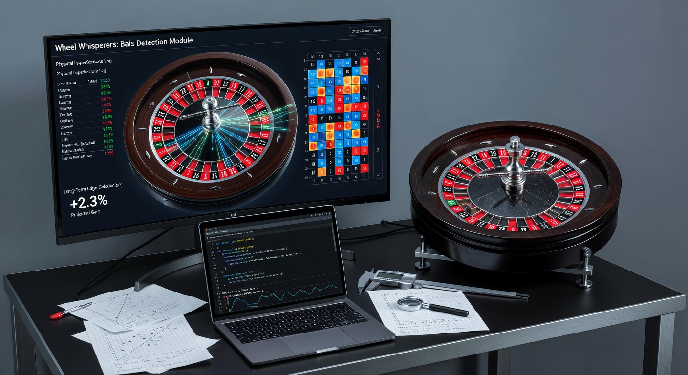 Statistical chart displaying spin data from a biased roulette wheel, highlighting hot sectors and deviation from expected uniformity