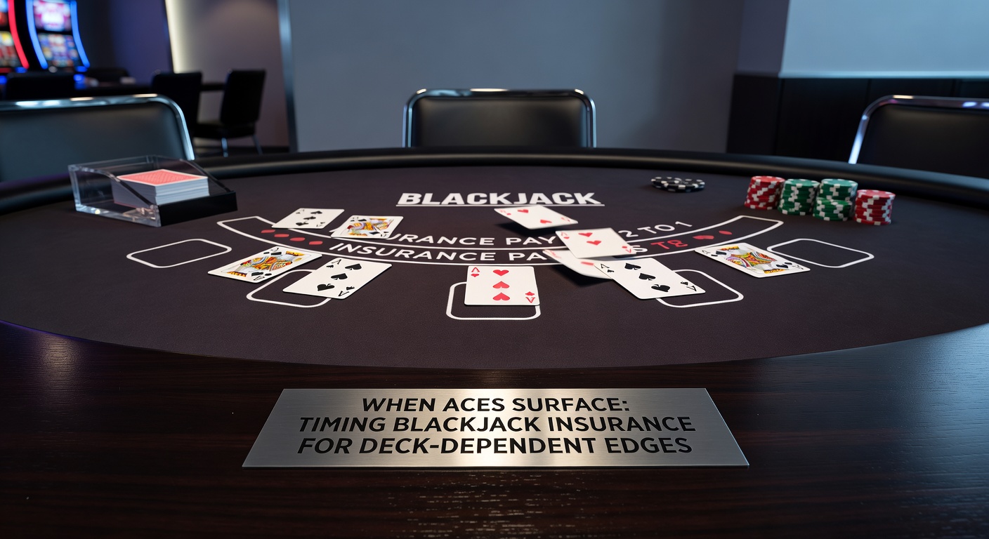 Blackjack table showing dealer upcard ace and insurance bet marker, highlighting tense decision moment
